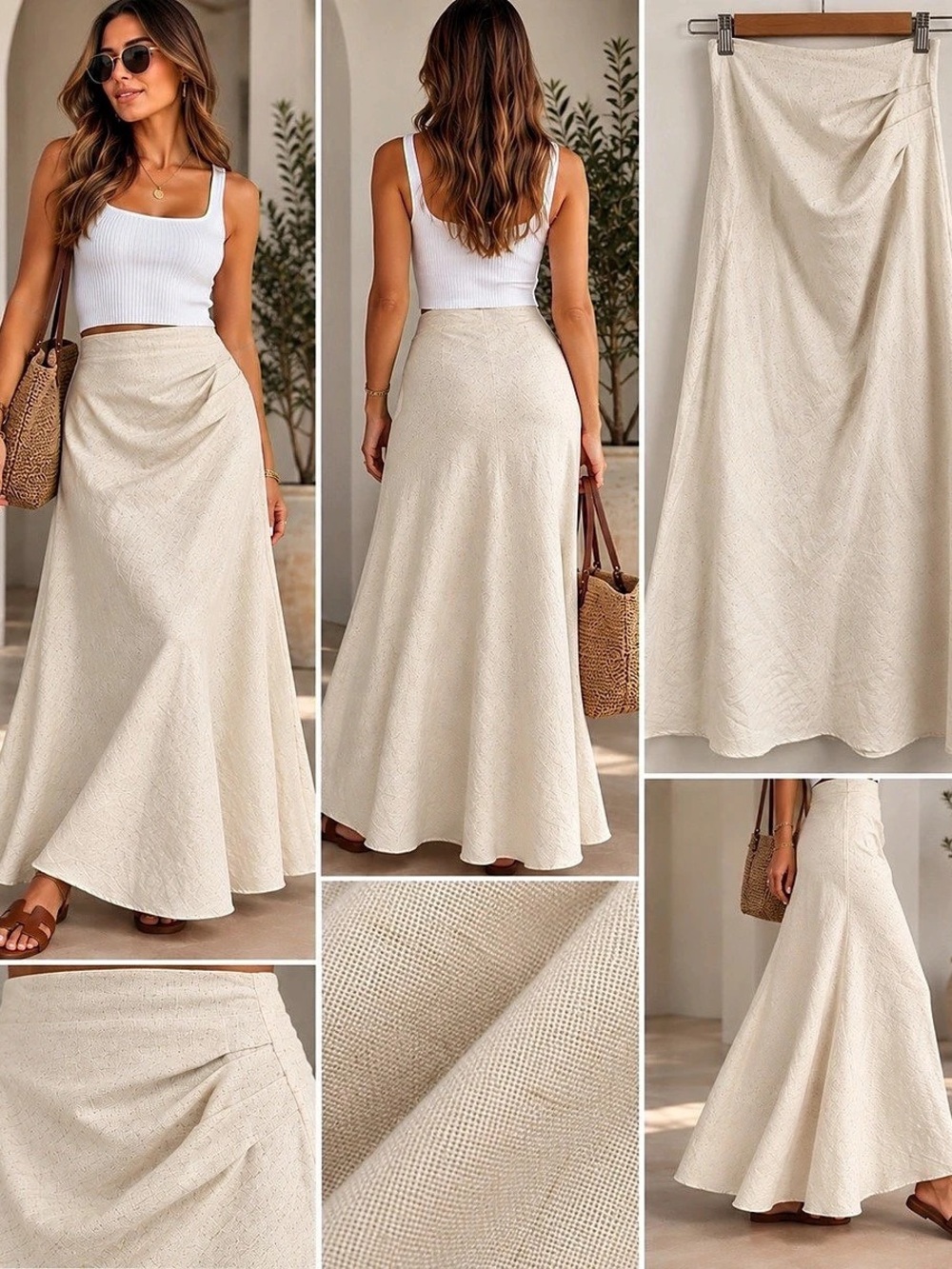 MICAS Cream Maxi Skirt Size Small